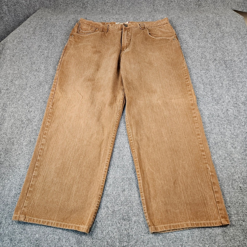 Indigo 30 Mens Baggy Denim Jeans Brown Y2K Wide Leg Streetwear Relaxed Fit